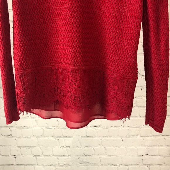 Women's Lucky Brand bright red sweater with chevron pattern knit. Size medium - Picture 5 of 16